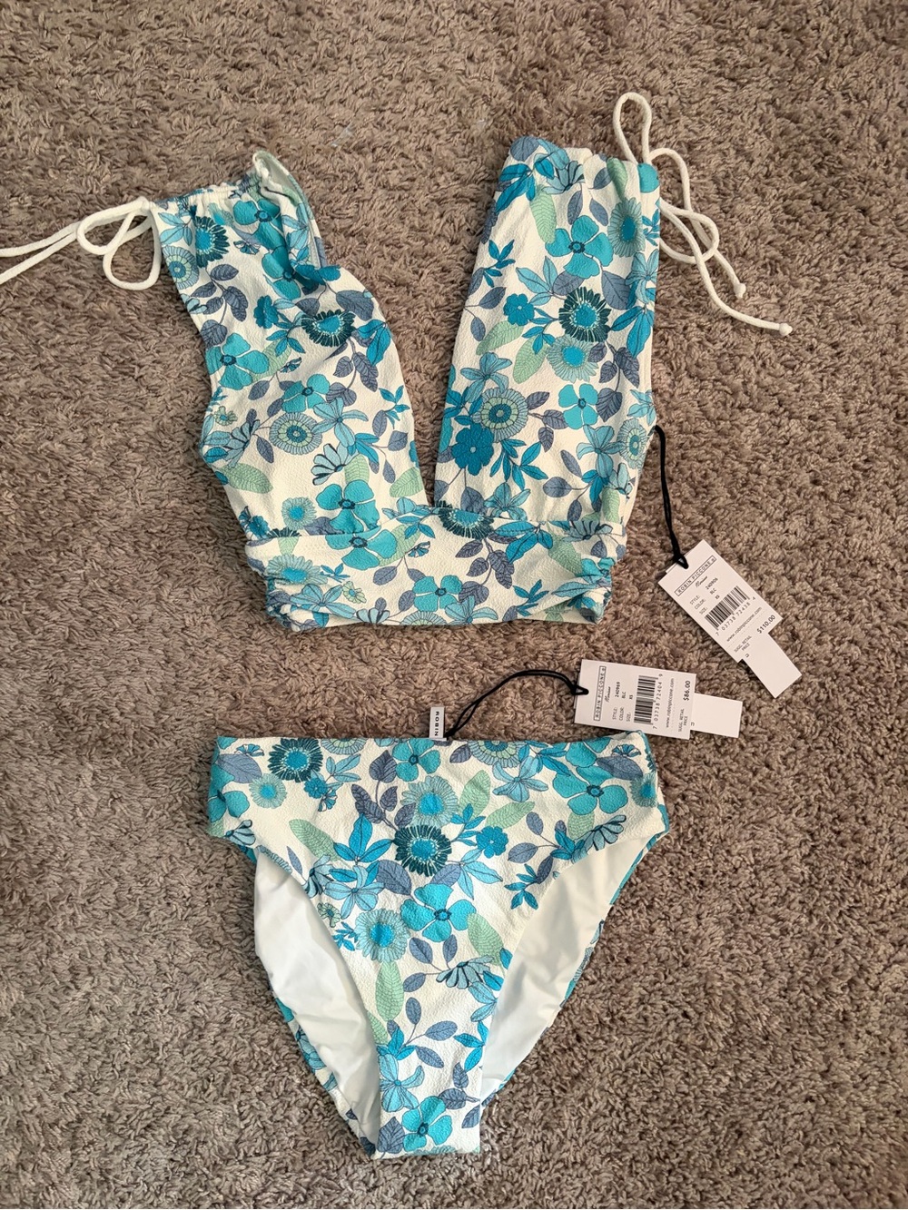 Robin Piccone Floral Blue Two-Piece Swim Set